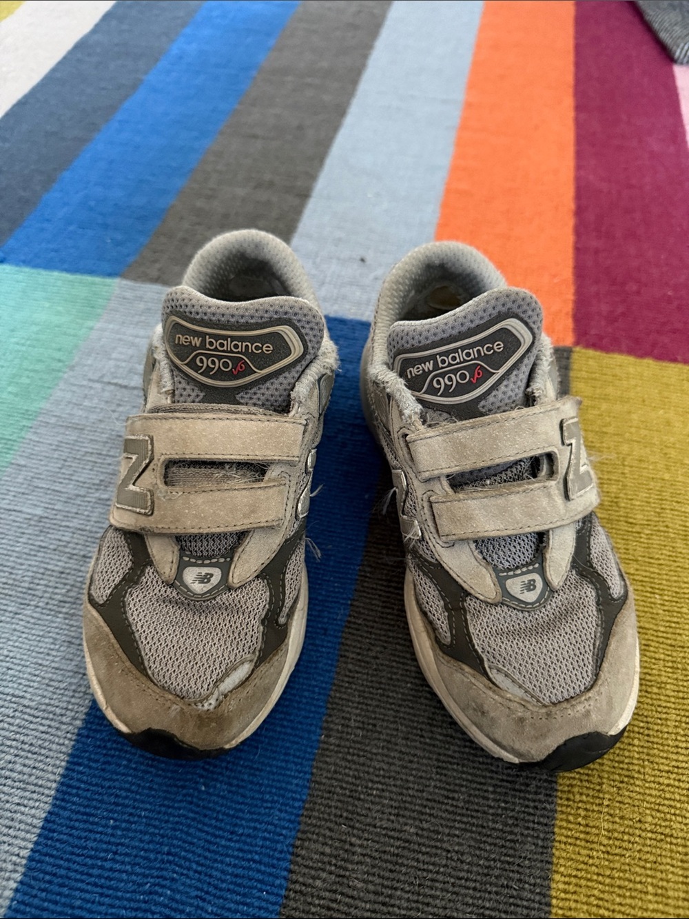 New Balance Kids Gray Velcro 990 Sneakers
